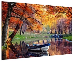 Jesenný obraz loďky (90x60 cm)