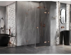 Mexen Lunar, 1-krídlový sprchový kút, pravý, 70 x 70 cm, 8mm číre sklo, medený profil, 834-070-070-65-00-P