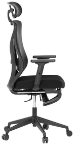 Ergonomická kancelárska stolička ZANE s podnožkou — sieťovina/látka, čierna