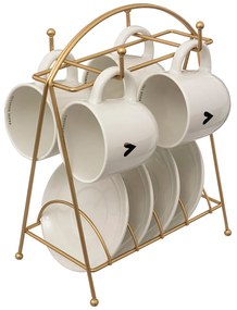 Kameninový hrnček so stojanom Floral 170 ml sada 4+4ks