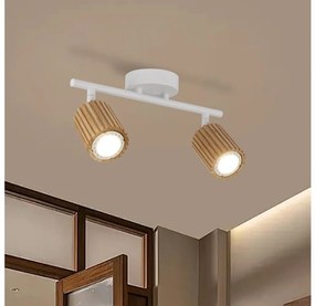Brilagi - Bodové svietidlo MODERN WOOD 2xGU10/8W/230V kaučukovník/biela