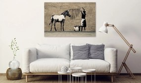 Obraz - Banksy: Umytá zebra na betóne 90x60