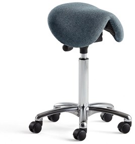 Sedlová kancelárska stolička DERBY, svetlomodrá tkanina