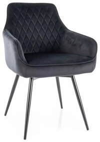 Jedálenská stolička Alcano Velvet, čierna