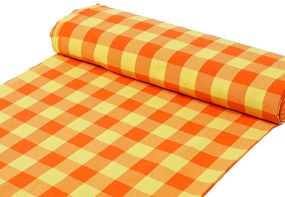 Biante Bavlnený štvorcový obrus Olivia OL-003 Oranžovo-žltá kocka veľká 140x140 cm