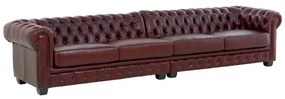 furniture-nabytek.cz - Masívna Chesterfield pohovka, pravá koža, starožitná červená – 352×100×72 cm