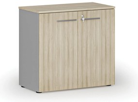 Kancelárska skriňa s dverami PRIMO GRAY, 800 x 420 x 740 mm, sivá/dub prírodný