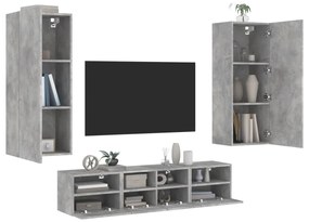 5-dielne TV nástenné skrinky betónovo sivé kompozitné drevo 3216542