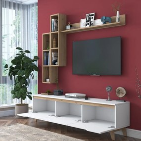 TV zostava v dekore orecha v bielo-prírodnej farbe 180x49 cm Linh – Kalune Design