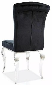 Sametová jídelní židle Prince černá/chrom