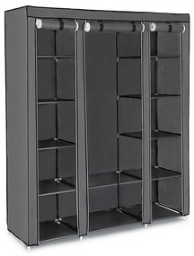 Úložná textilná skriňa s policami a vešiakovou tyčou MATIS 150x175 cm sivá