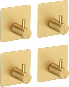 Erga Pad, samolepiace háčiky na uteráky bez vŕtania, 4ks, 4,5×4,5 cm, zlatá matná, ERG-YKA-CH.PAD4-GLD