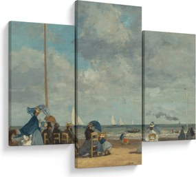Obraz - Eugène Boudin, Beach at Trouville, reprodukcia (90x60 cm)
