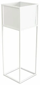 KOVOVÝ KVETINÁČ SO STOJANOM PLAIN 70X24 CM BIELA