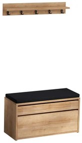 Nástenný vešiak BOBY 15x80 cm + skrinka na topánky 42x80 cm hnedá/čierna