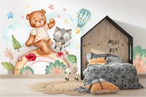 Nálepka na stenu pre deti kúzelné miesto so zvieratkami 60 x 120 cm