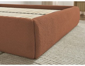 Oranžová čalúnená dvojlôžková posteľ s úložným priestorom/bez čela s roštom 160x200 cm Inera – Bobochic Paris