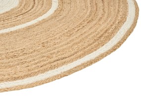 Okrúhly jutový koberec ⌀ 140 cm béžová a biela HALFELI Beliani