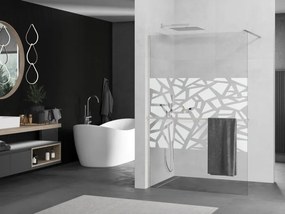 Mexen Kioto+, sprchová zástena Walk-In s poličkou a vešiakom 100 x 200 cm, 8mm číre sklo biely vzor, brúsená oceľ profil, 800-100-121-97-85