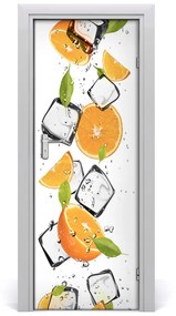 Fototapeta na dvere samolepiace pomaranča a ľad 95x205 cm