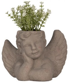 Šedý antik cementový kvetináč Anjel - 23*13*17cm