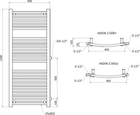Mexen Ares, vykurovacie teleso 1200 x 500 mm, 531 W, bočné pravé a spodné pripojenie, čierna, W102-1200-500-00-70-S
