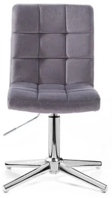LuxuryForm DESIGN Stolička TOLEDO VELUR na striebornom kríži - tmavo šedá