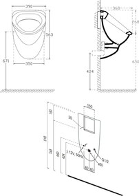 Isvea Isvea, DYNASTY urinál s automatickým splachovačom 6V DC, zakrytý prívod vody, 39x48 cm, 10SZ92001-SENSOR