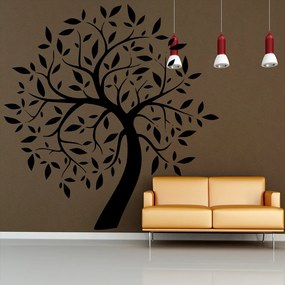 Veselá Stena Samolepka na stenu na stenu Listnatý strom Farba: černá
