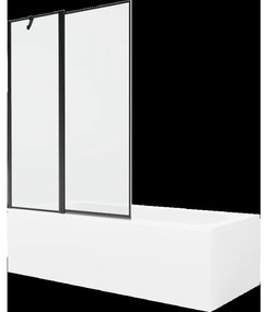 Mexen Vega obdĺžniková vaňa 180 x 80 cm s obkladom a 1-krídlovou sprchovou zástenou 120 cm, Čierny vzor - 550118080X9410117070