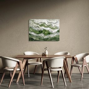 Sklenený obraz - Zelenobiele vlnky (70x50 cm)