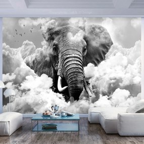 Artgeist Fototapeta - Elephant in the Clouds (Black and White) Veľkosť: 150x105, Verzia: Premium