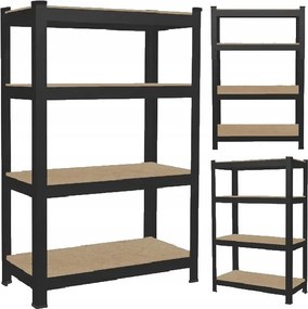 4-ÚROVŇOVÁ POLIČKOVÁ SKRÍŇ 150 x 70 x 30 CM ČIERNA NOSNOSŤ POLIČKY: 150 KG *0582