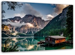 Obraz na plátně Rekreační dům Mountain Lake Prags - 120x80 cm
