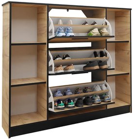 Skrinka na topánky SZNB02 dub craft zlatý+čierna