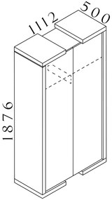 Vysoká šatníková skriňa Lineart 111,2 x 50 x 187,6 cm, brest tmavý / antracit