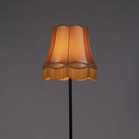 Retro stojaca lampa čierna s tienidlom v štýle babičky zlatá 45 cm - Simplo