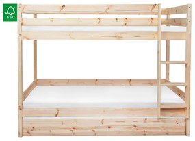 Detská poschodová posteľ 90 cm Braceaba (smrek masív) (s roštom). Vlastná spoľahlivá doprava až k Vám domov. 1116246