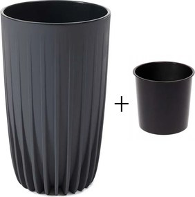 PLASTOVÝ KVETINÁČ STRIPPED ECO 51X30 CM ANTRACITOVÁ