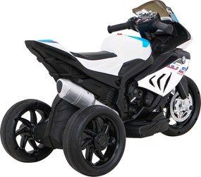 Ramiz BMW HP4 Detský motocykel na batérie biely + 3 kolieska + LED + MP3 USB + ekokoža
