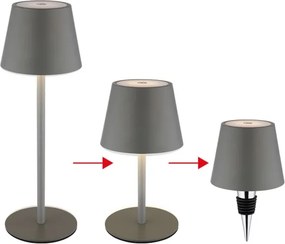 Globo 58488G-LED stmievateľná dotyková nabíjateľná vonkajšia stolná lampa VANNIE 3W/5V IP54 1800mAh sivá