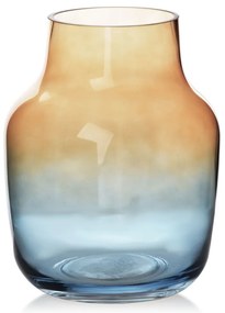 Mondex Skleněná váza Serenite 21 cm modrá/žlutá