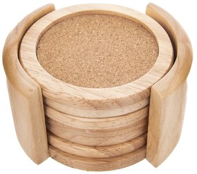 Drevené tácky v súprave 6 ks so stojanom v prírodnej farbe – Orion