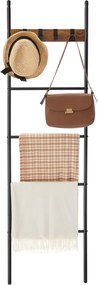 Dekoratív rebríkový regál, držiak na uteráky, 5-poschodový, 44 x 160 cm, hnedý a čierny