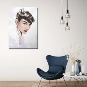 Gario Obraz na plátne Audrey Hepburn v bielom - Dmitry Belov Rozmery: 60 x 90 cm