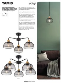 Redo 01-1573 - Luster na lane TAMIS 3xE27/42W/230V pr. 59 cm čierna