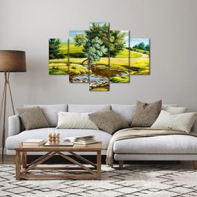 Obraz - Rieka medzi lúkami, olejomaľba (150x105 cm)