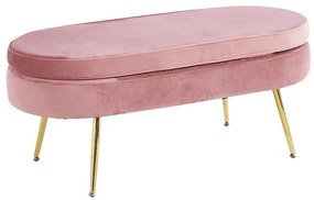 Tempo Kondela Luxusný taburet, ružová Velvet látka/chróm zlatý, Art-deco, NOBLIN TYP 2