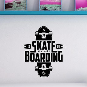 Veselá Stena Samolepka na stenu na stenu Skateboarding Farba: černá