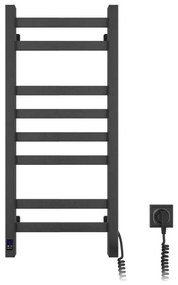 Kúpeľňový rebríkový radiátor s termostatom AVANGARD 251W/230V 80,6cm IP44 čierny pravý